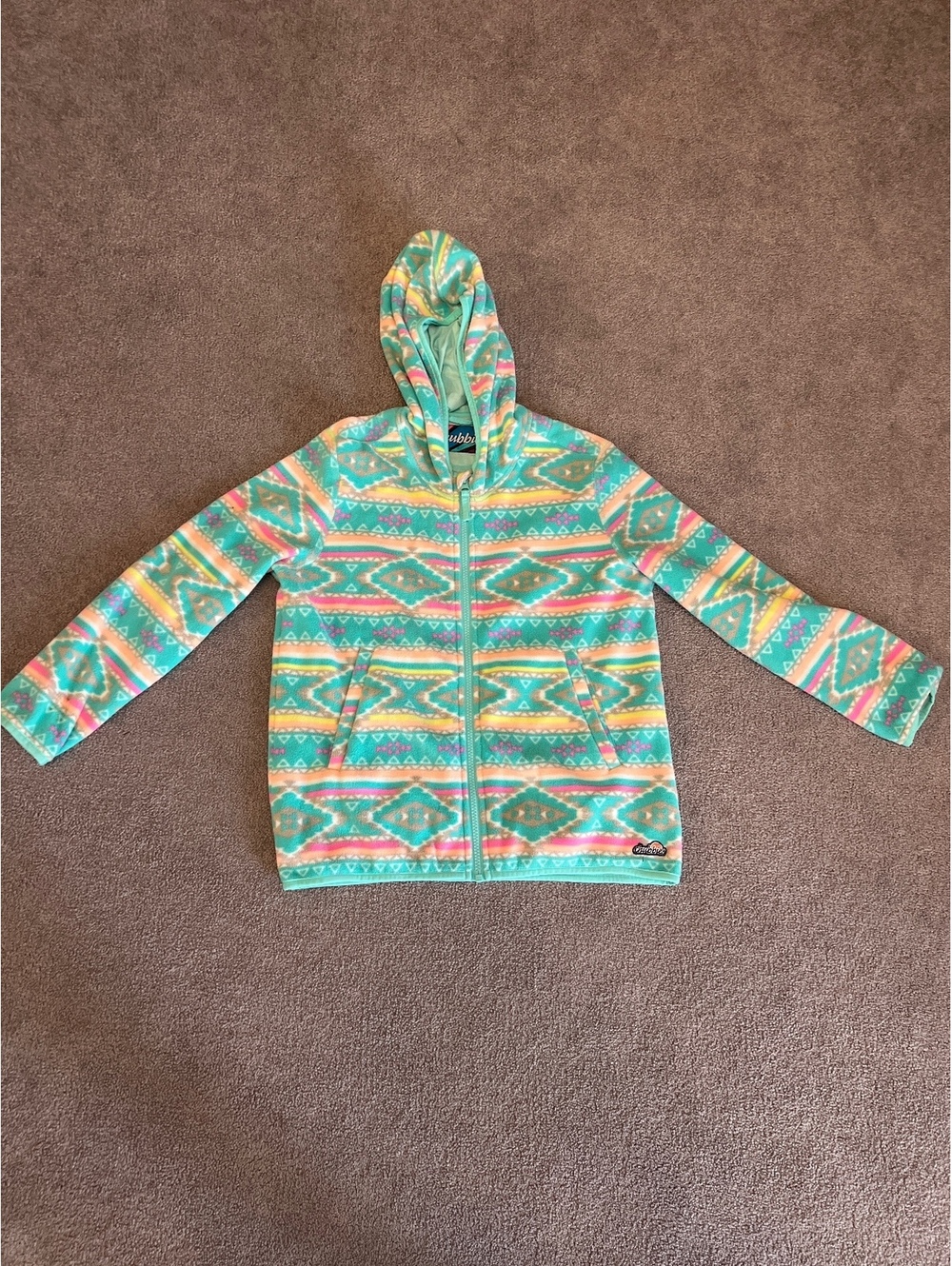 Chubbies Kids Large Fleece Hoodie with Colorful Aztec Pattern